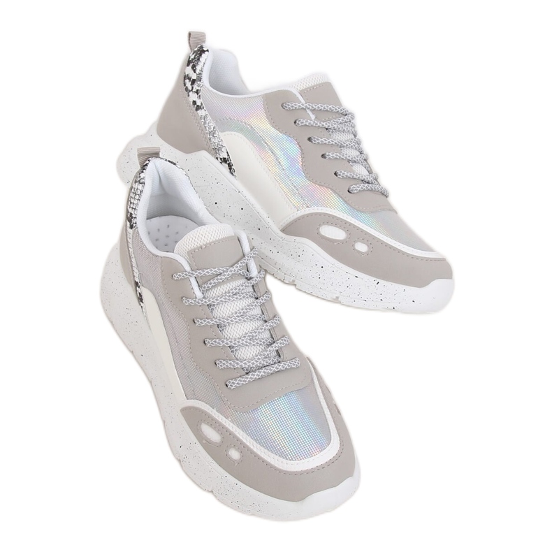 Blanco y gris LL1771 Zapatillas deportivas plateadas
