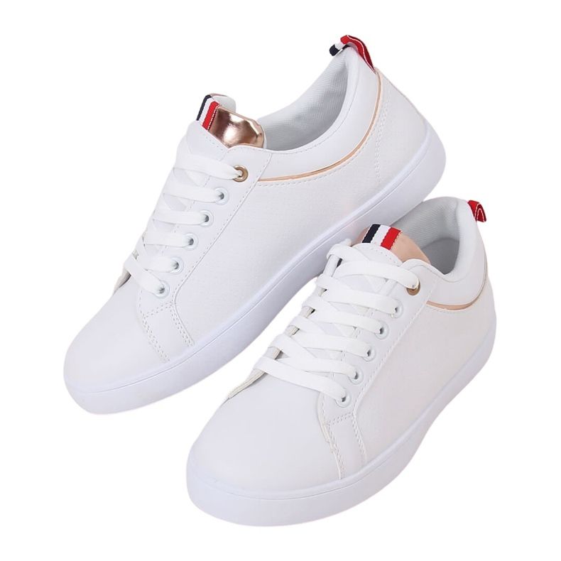 Zapatillas de mujer blancas B0-501 WHITE / CHAMPAGNE blanco