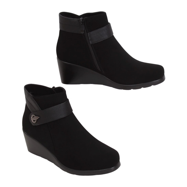 Negro Botas de cuña negras 025 Black