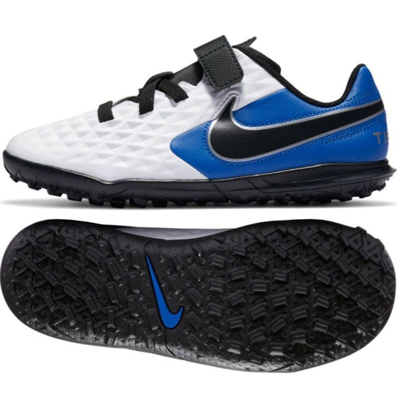 Zapatillas de fútbol Nike Tiempo Legend 8 Club Tf Jr CZ4216-104 blanco azul blanco