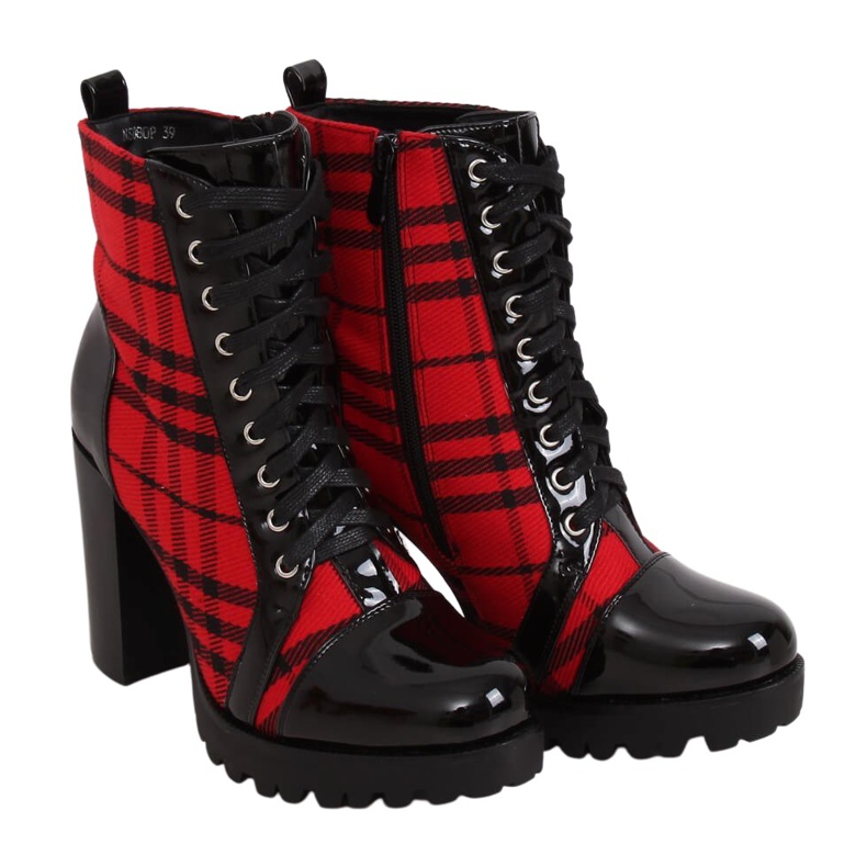 Botas rojas de tacones altos a cuadros NS080P Red rojo