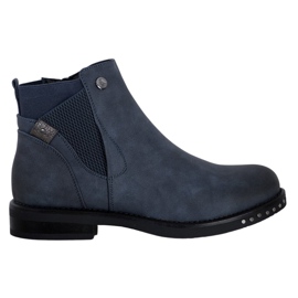 Goodin Botas de cuero ecológico azul marino azul