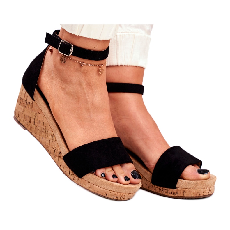 SEA Sandalias de mujer en cuña negro MarryMe