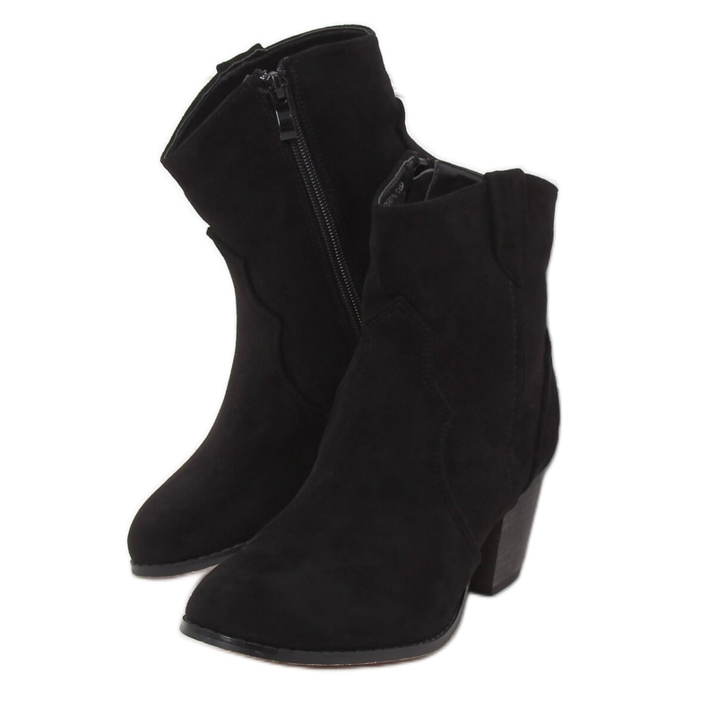 Botas negras de vaquero de tacón alto 100-985B0-2 Negro Botas negras de vaquero de tacón alto 100-985B0-2 Negro