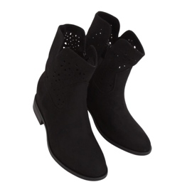 Botas tacón oculto calado negro CH2008 Negro
