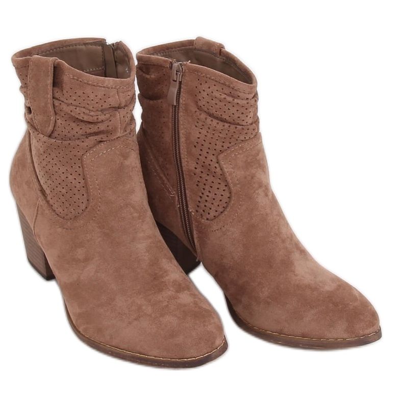 Botas de tacón beige 100-987B0-2 Caqui marrón