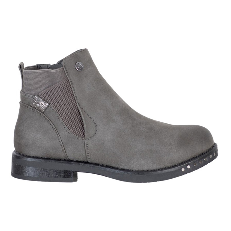 Goodin Botas de cuero ecológico gris