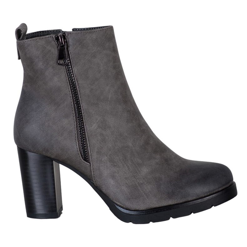 J. Star Botas de cuero ecológico para mujer gris