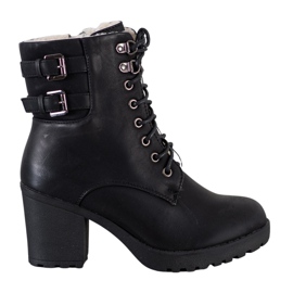 J. Star Botines atados en la plataforma negro