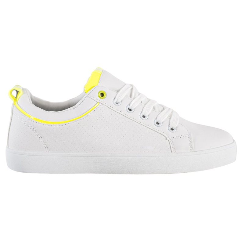 SHELOVET Zapatillas elegantes con cuero ecológico blanco amarillo