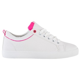 SHELOVET Zapatillas elegantes con cuero ecológico blanco rosa