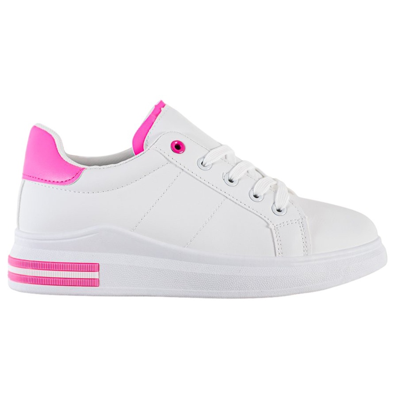 SHELOVET Zapatillas de deporte atadas de moda blanco rosado