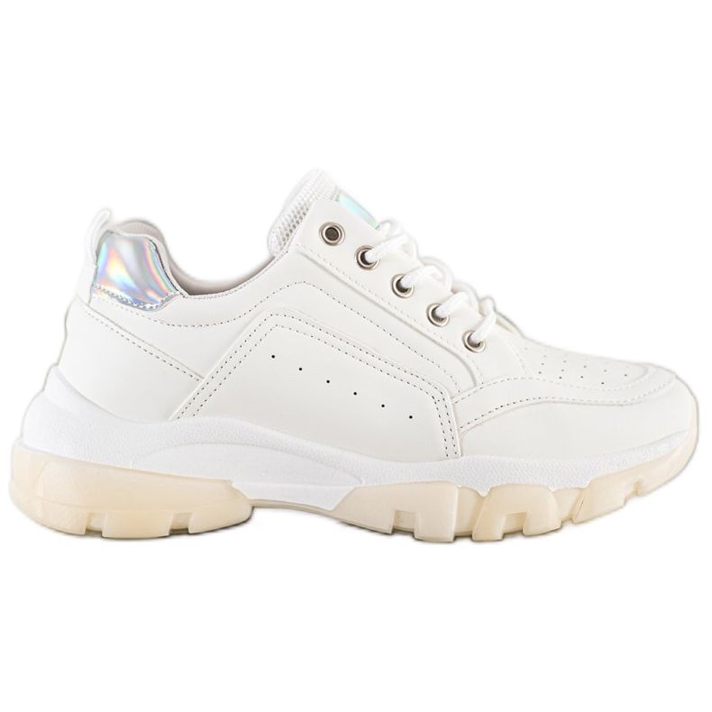 SHELOVET Zapatillas de cuero ecológico blanco