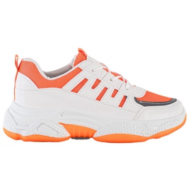 SHELOVET Zapatillas cómodas con malla blanco naranja