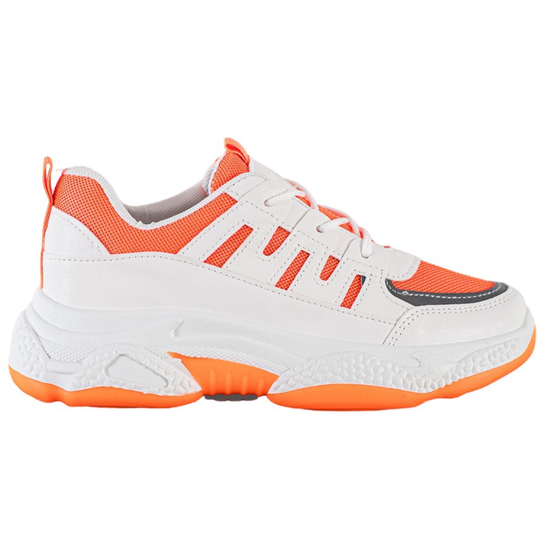 SHELOVET Zapatillas cómodas con malla blanco naranja SHELOVET Zapatillas cómodas con malla blanco naranja
