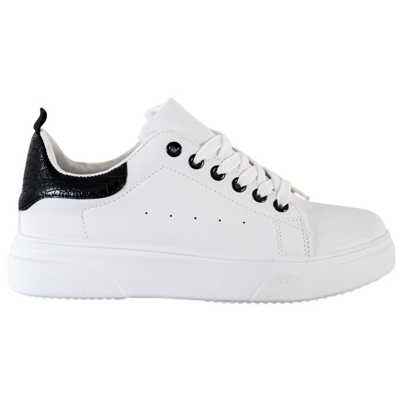 SHELOVET Zapatillas blancas con estilo blanco negro