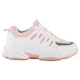 SHELOVET Zapatillas cómodas con malla blanco rosa