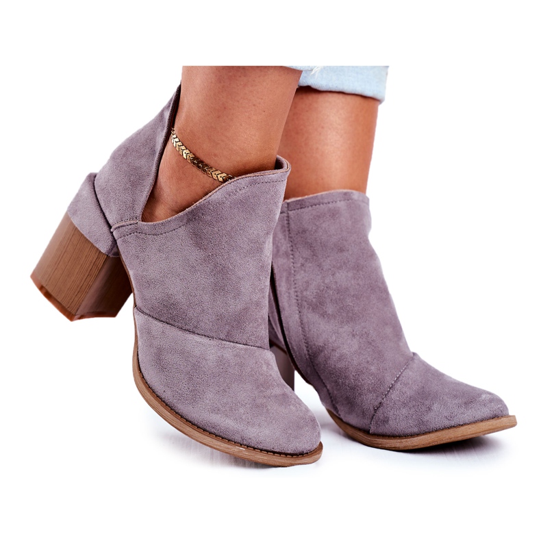 MSMG Botas de mujer con tacón Corte Meliori gris