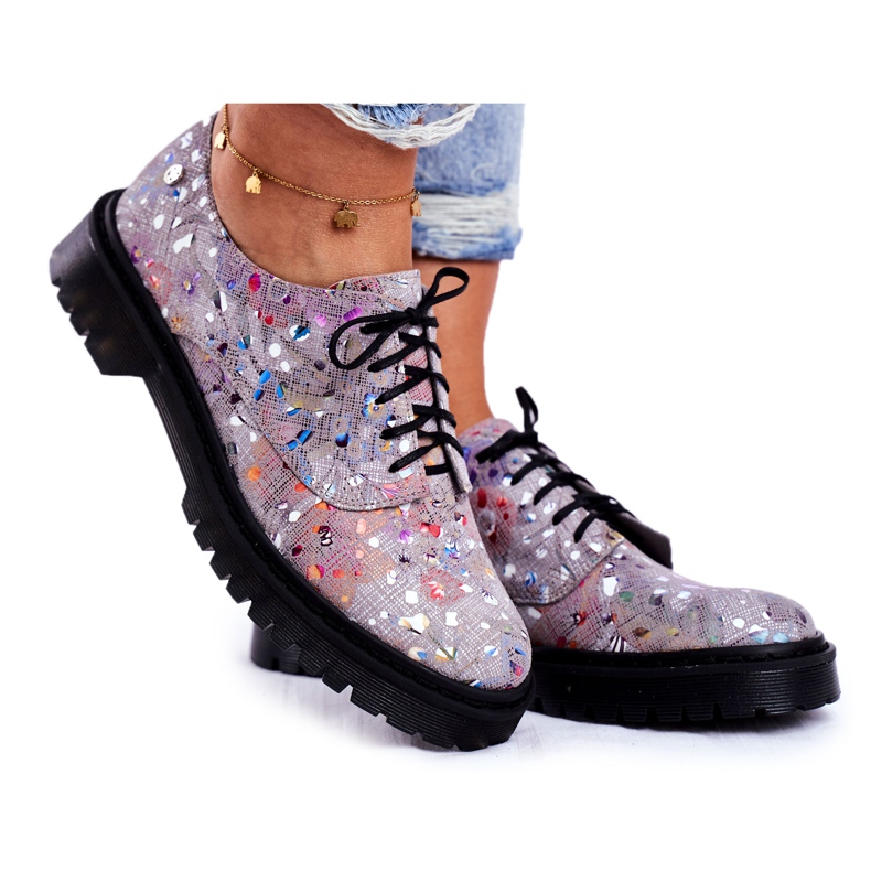 Zapatos Brogues para Mujer Oxfords Grey Leather Maciejka 04087-13 gris multicolor Zapatos Brogues para Mujer Oxfords Grey Leather Maciejka 04087-13 gris multicolor