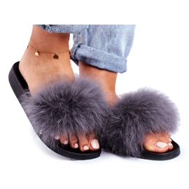 Pantuflas de Mujer con Piel Natural Gris Bushido