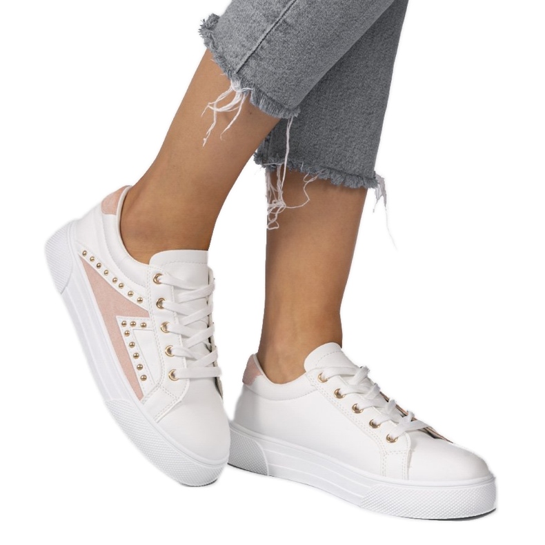 Zapatillas clásicas blancas con pedrería A88-69 blanco