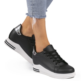 Zapatillas con cuña MY-0366 negras negro