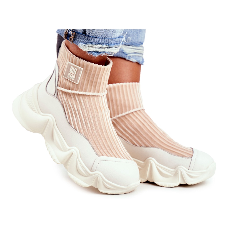 Zapatos Deportivos Altos De Mujer Big Star White GG274608 blanco