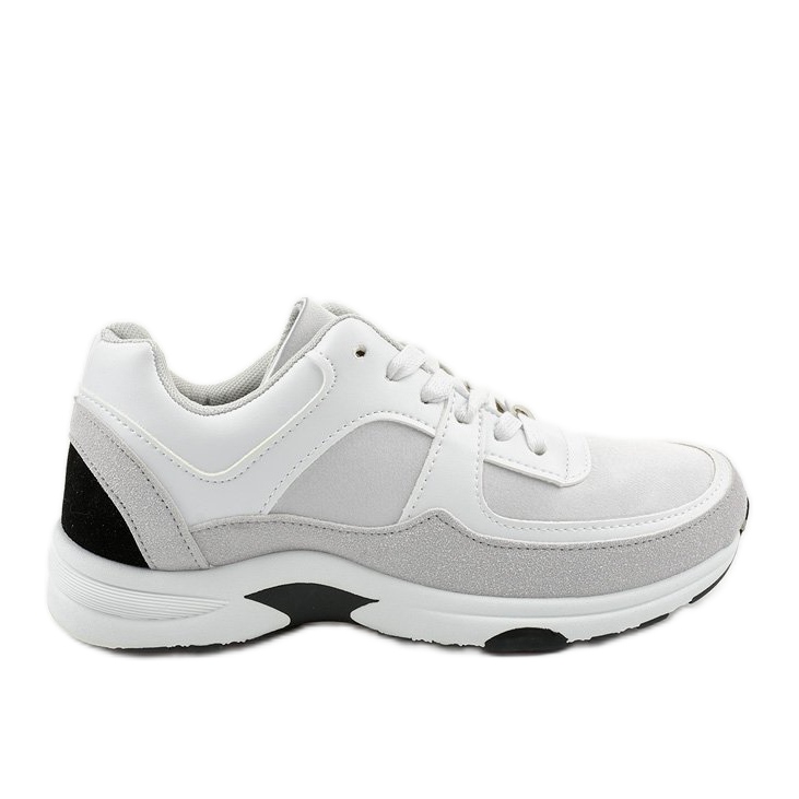 Zapatillas deportivas blancas de moda hechas de cuero ecológico CH005 blanco gris Zapatillas deportivas blancas de moda hechas de cuero ecológico CH005 blanco gris