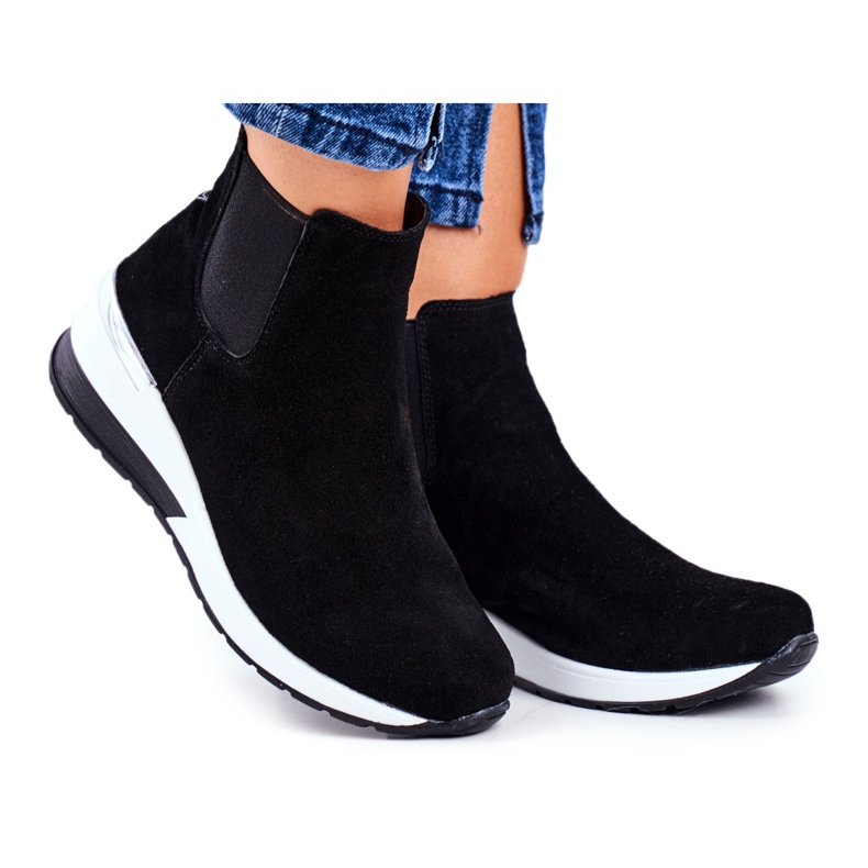 Vinceza Zapatos Deportivos De Mujer Sneakers Cuero Negro 21-7781