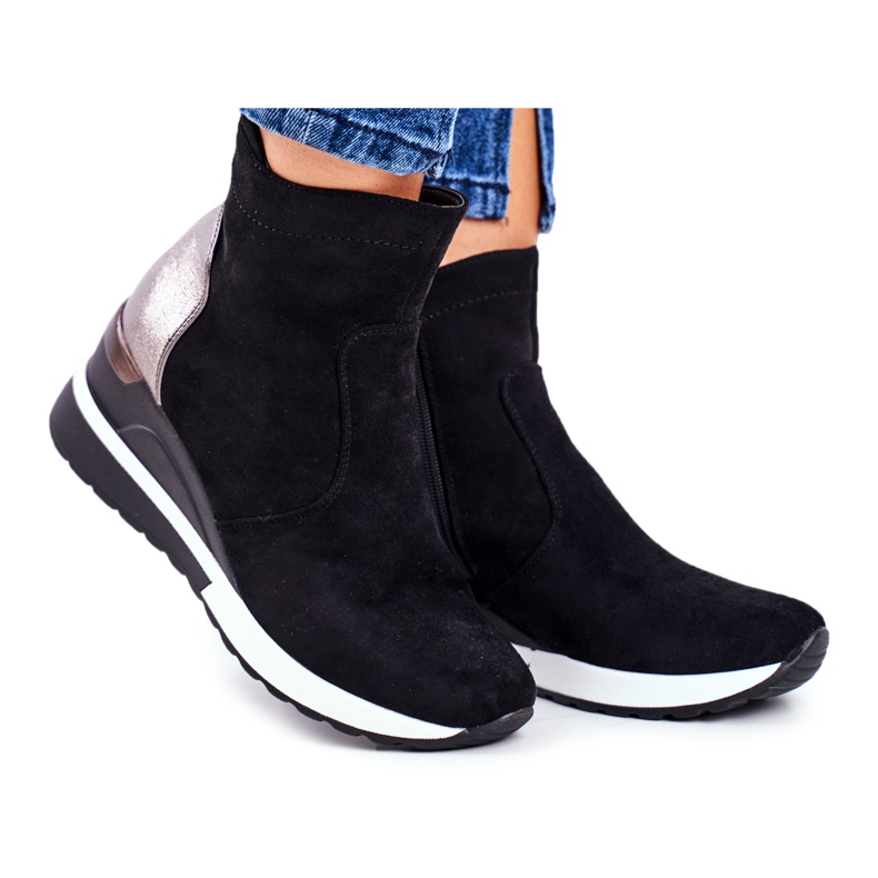 Vinceza Zapatos deportivos de mujer Zapatillas altas negras 21-10573 negro