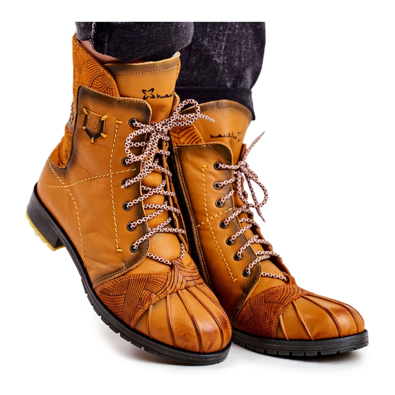 Botas cálidas de piel para mujer Maciejka Yellow 03961-07 amarillo