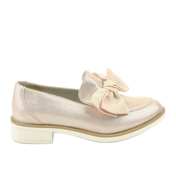 Zapatos negros sin cordones con lazo RS-WED2 dorado