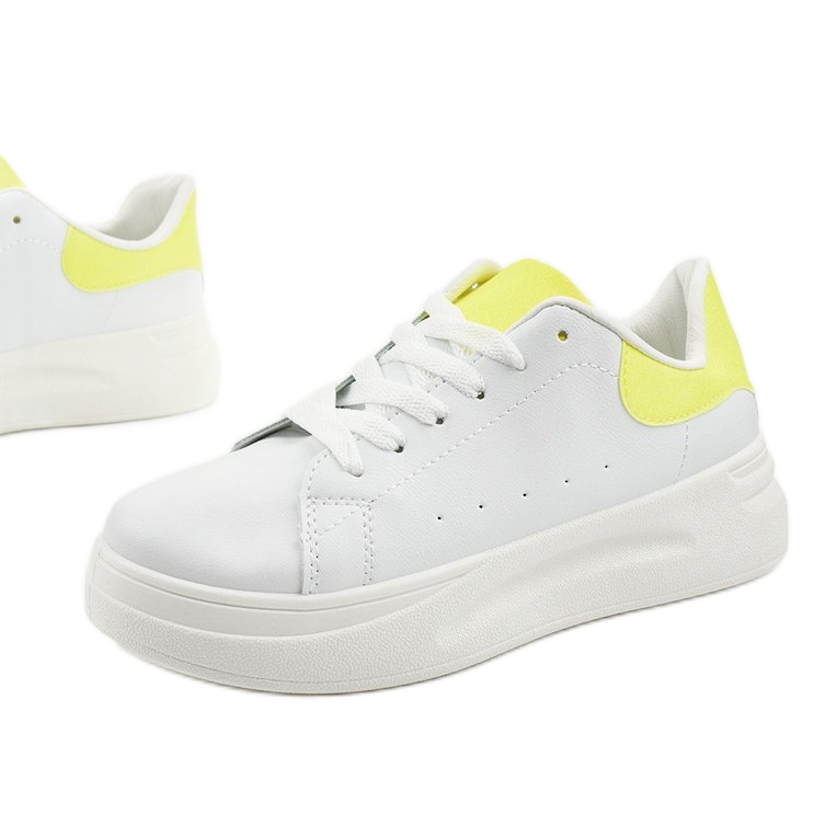 Deportivas blancas brillantes LLQ204-10 blanco amarillo Deportivas blancas brillantes LLQ204-10 blanco amarillo
