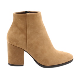 Kaniowski Botas de cuero para mujeres K-0307 Toffee/Beige
