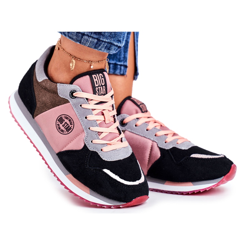 Zapatos Deportivos De Mujer Sneakers Big Star GG274458 negro rosado