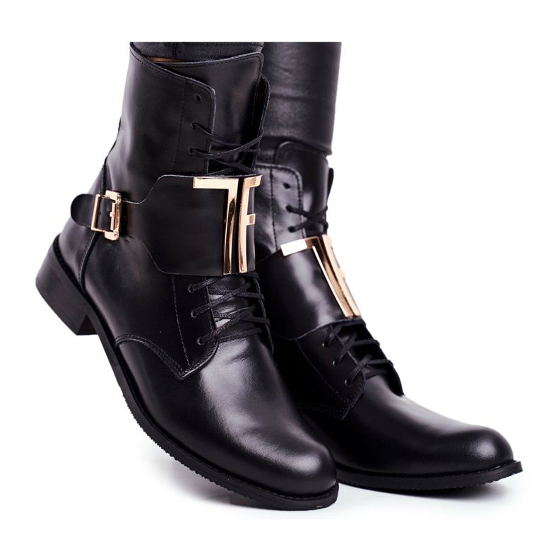 Botas Mujer Nicole Piel Negra 2591 negro dorado