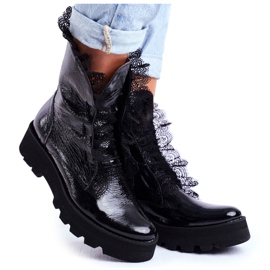 Exquisite Botas Altas Mujer Piel Lacada Montegero negro