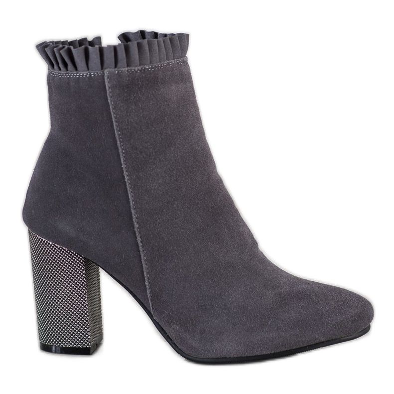 Goodin Botas de ante con volante gris
