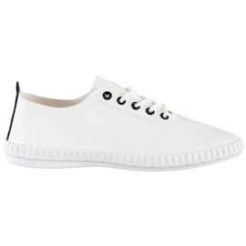 SHELOVET Deportivas ligeras con piel ecológica blanco