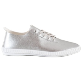 SHELOVET Zapatillas plateadas con cuero ecológico plata