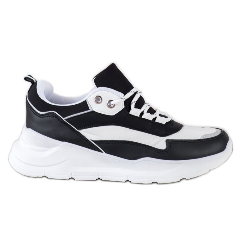 SHELOVET Zapatillas con cordones con estilo blanco negro SHELOVET Zapatillas con cordones con estilo blanco negro