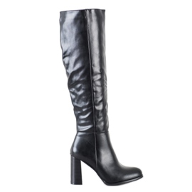 Goodin Botas clásicas con cuero ecológico negro