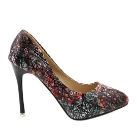 Stilettos flor negra 0116-1 negro multicolor