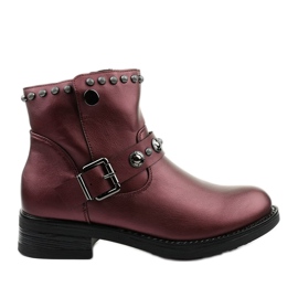 Botas de mujer burdeos con letras de Eira rojo