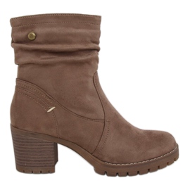Botas con tacones beige oscuro QQ-02 Khaki caqui