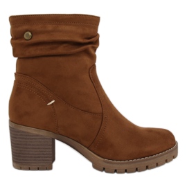 Bota tacón ancho marrón QQ-02 Camel