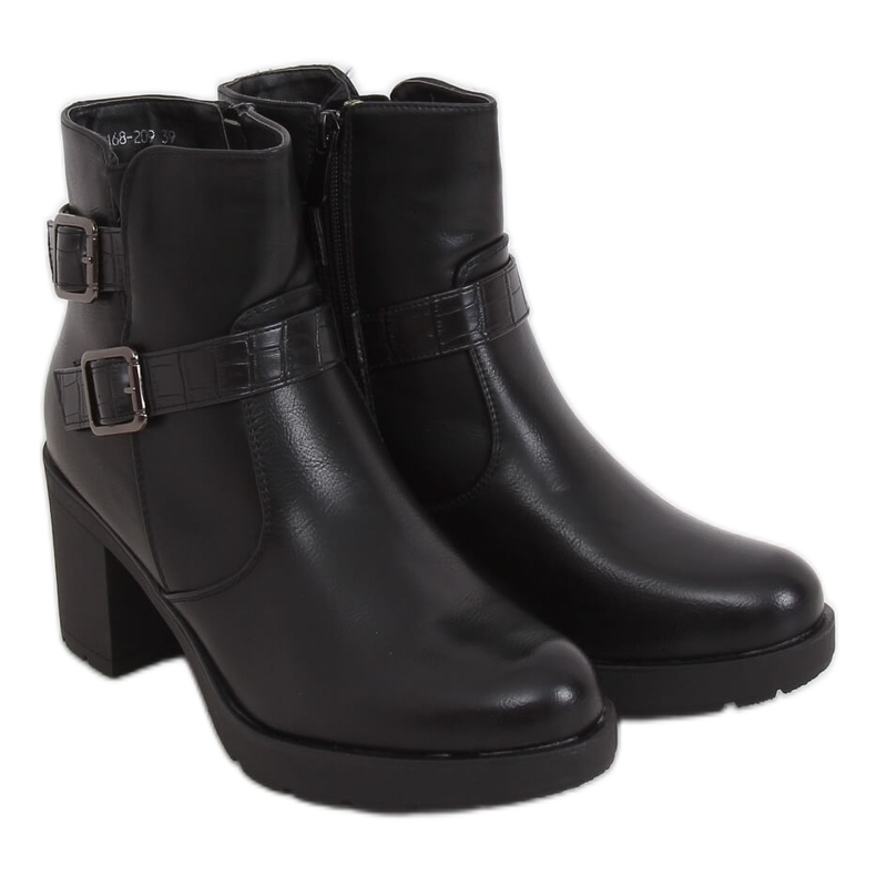 Botas negras con tacones anchos 168-209 Negra negro