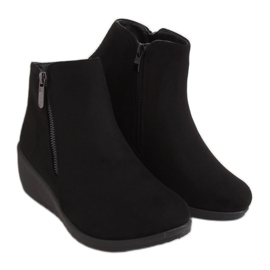Negro Botas de cuña negras E3267 Negro