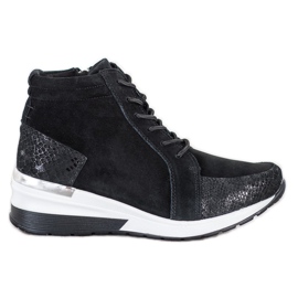 Filippo Botines de piel con cordones negro