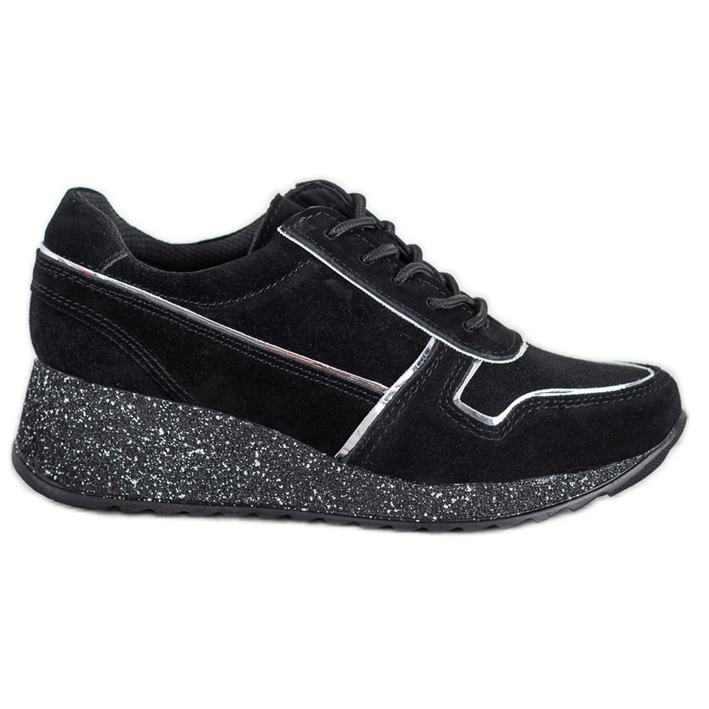 Filippo Zapatillas de piel con plataforma de purpurina negro